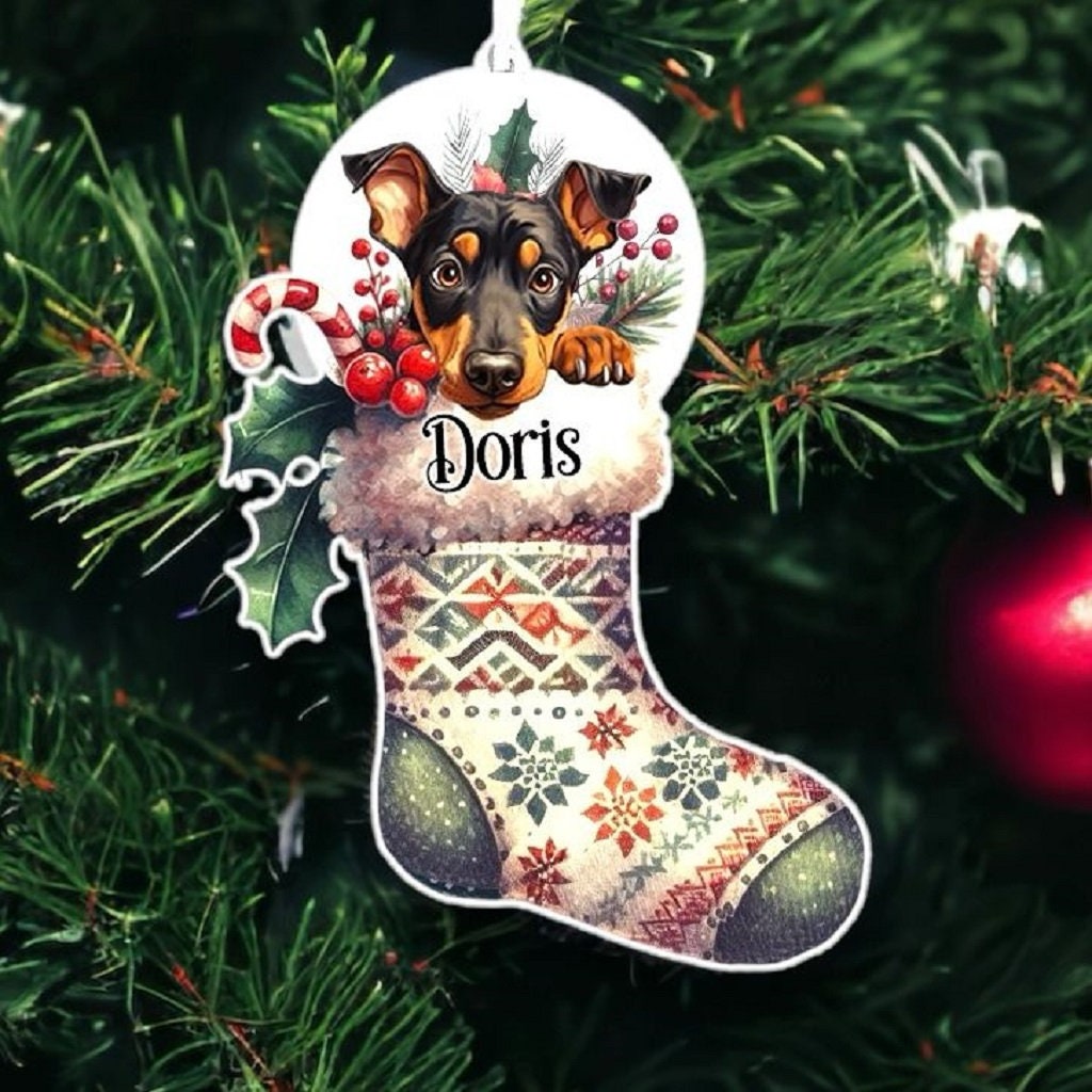 Personalised Doberman Pinscher Pet Dog Christmas Stocking Bauble