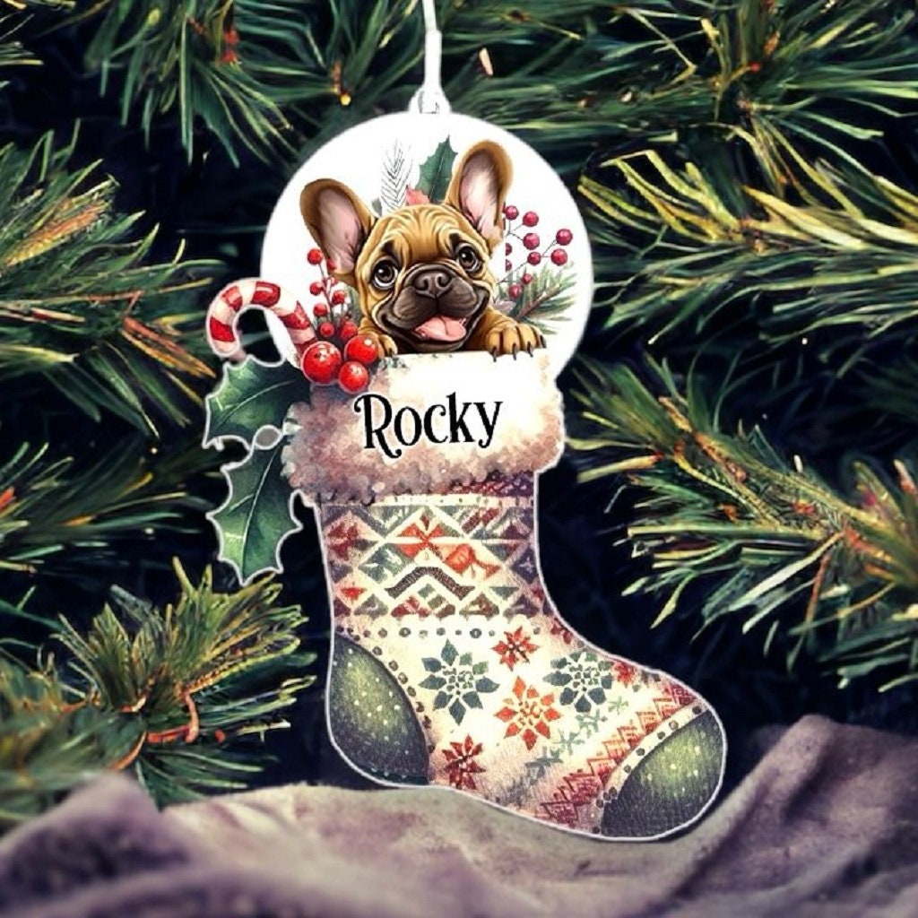 Personalised French Bulldog Pet Dog Christmas Stocking Bauble