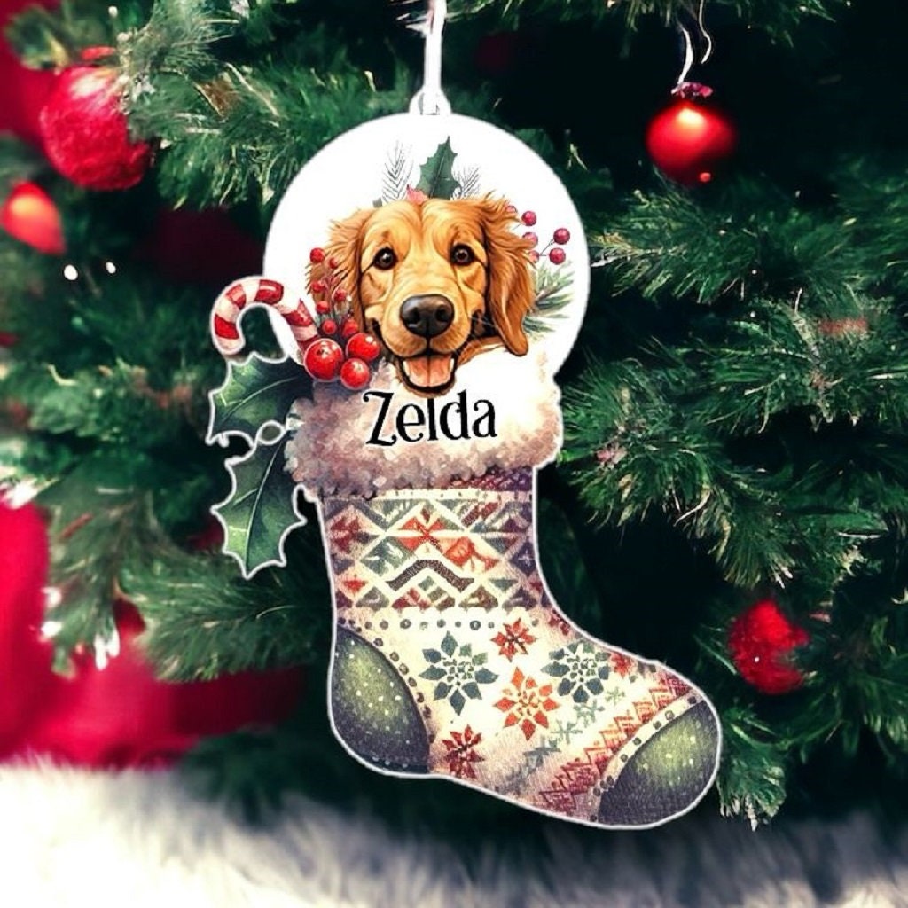 Personalised Golden Retriever Pet Dog Christmas Stocking Bauble