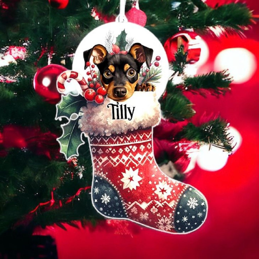 Personalised German Pincer Pet Dog Christmas Stocking Bauble