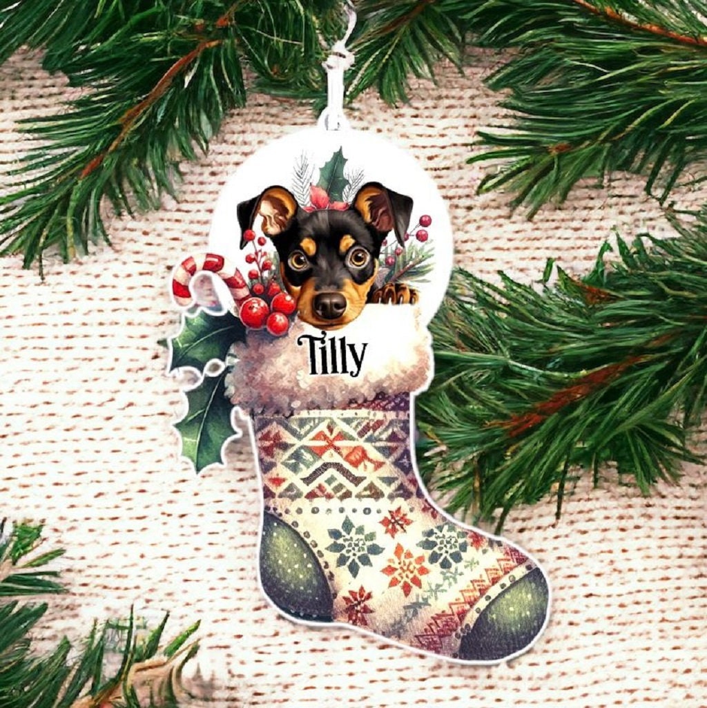 Personalised German Pincer Pet Dog Christmas Stocking Bauble