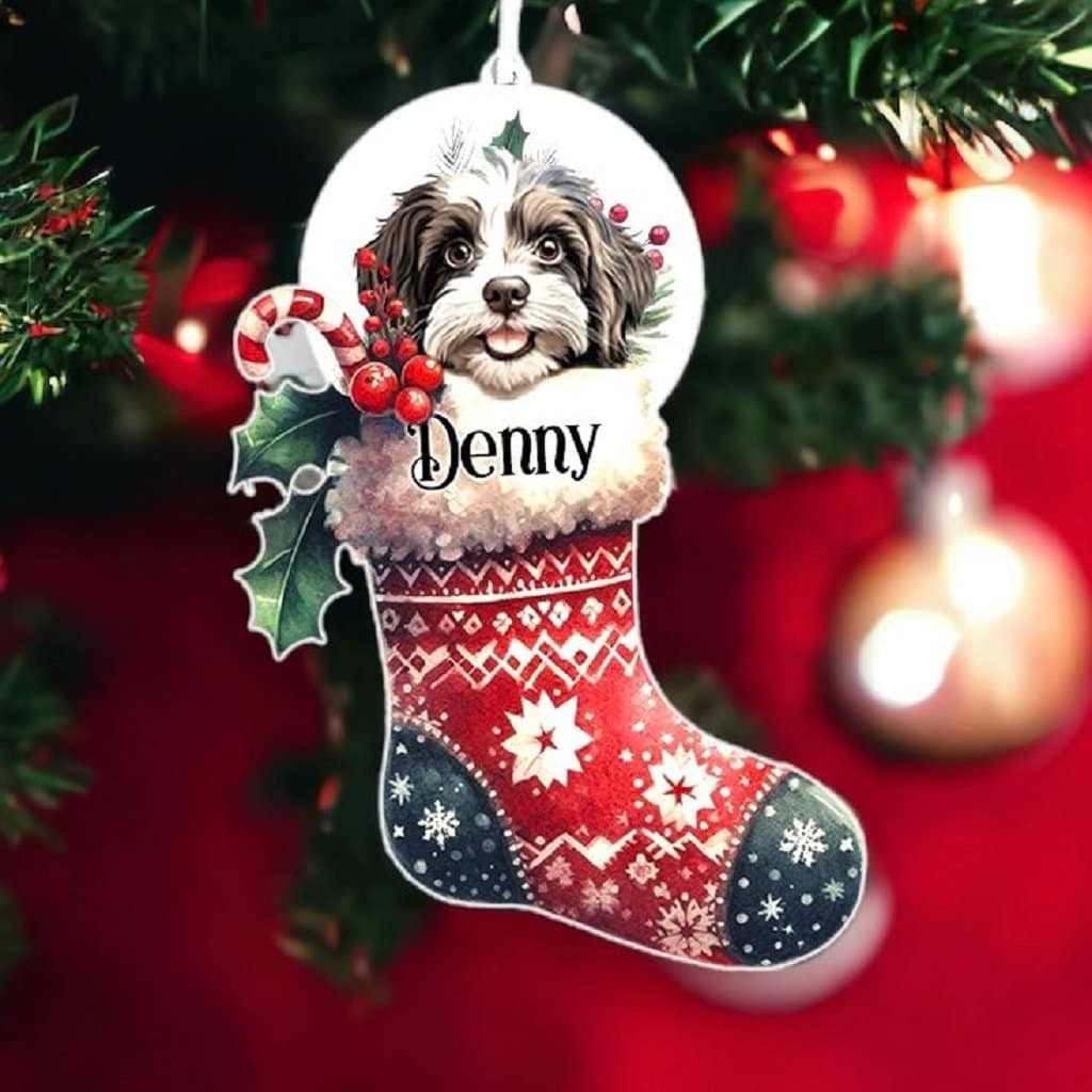 Personalised Havanese Pet Dog Christmas Stocking Bauble