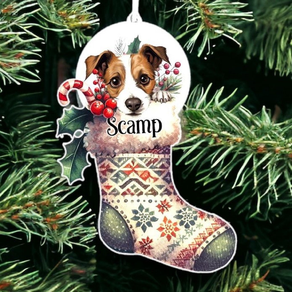 Personalised Jack Russell Pet Dog Christmas Stocking Bauble