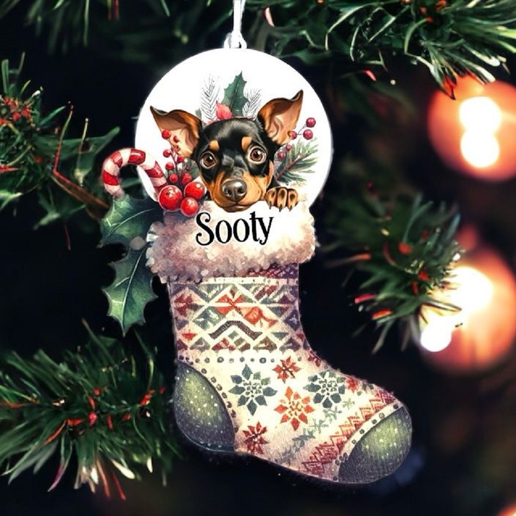 Personalised Manchester Terrier Pet Dog Christmas Stocking Bauble