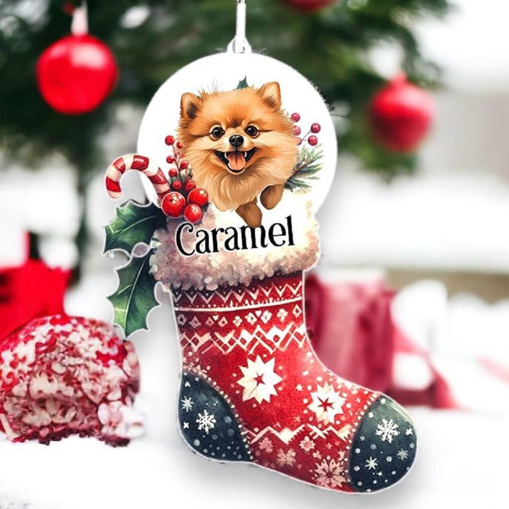 Personalised Pomeranian Pet Dog Christmas Stocking Bauble