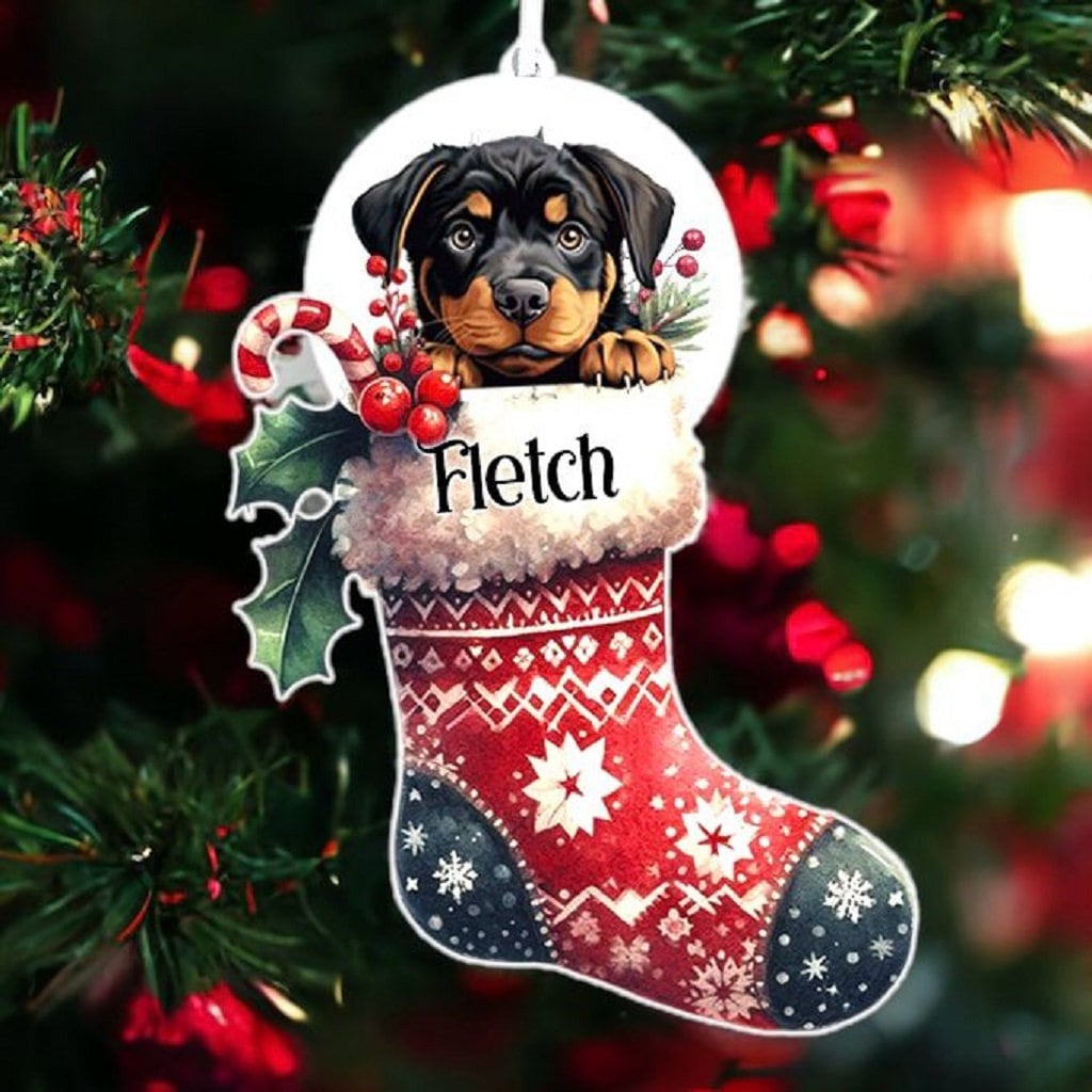 Personalised Rottweiler Pet Dog Christmas Stocking Bauble