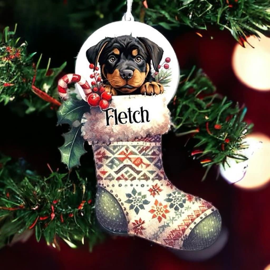 Personalised Rottweiler Pet Dog Christmas Stocking Bauble