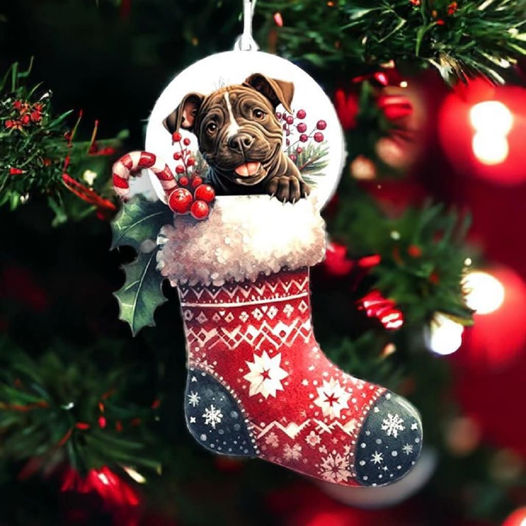 Personalised Staffordshire Bull Terrier Pet Dog Christmas Stocking Bauble