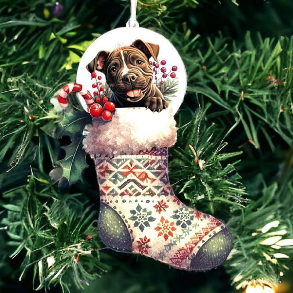 Personalised Staffordshire Bull Terrier Pet Dog Christmas Stocking Bauble