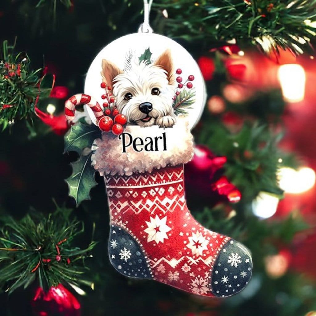 Personalised West Highland Terrier Pet Dog Christmas Stocking Bauble