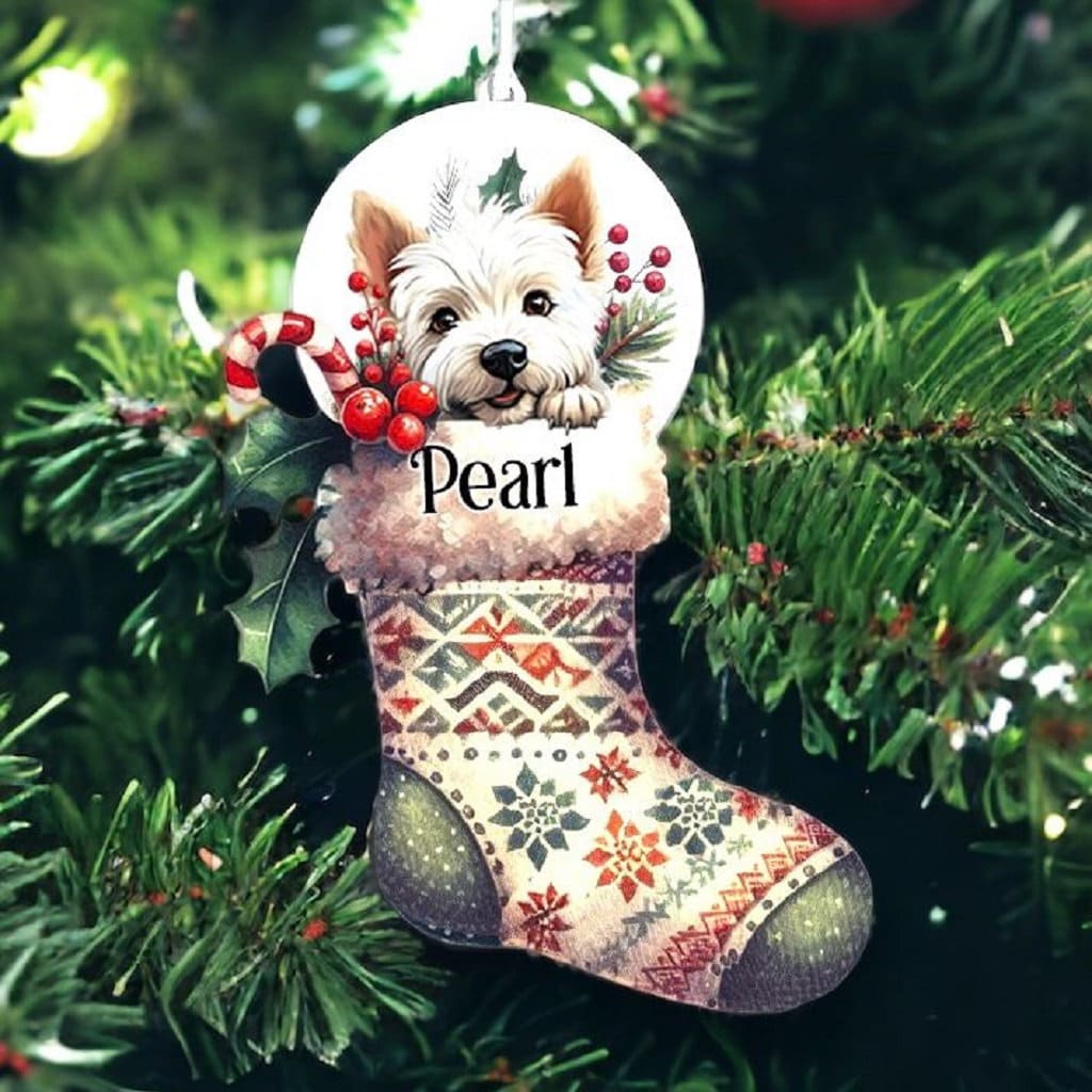 Personalised West Highland Terrier Pet Dog Christmas Stocking Bauble