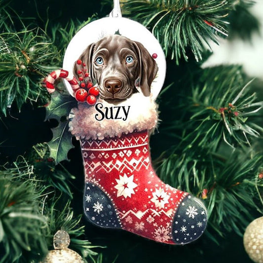 Personalised Weimaraner Pet Dog Christmas Stocking Bauble