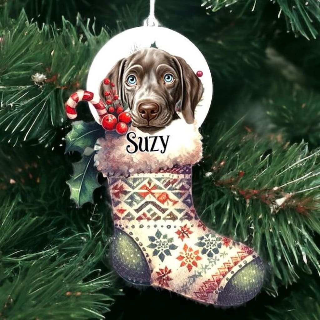 Personalised Weimaraner Pet Dog Christmas Stocking Bauble