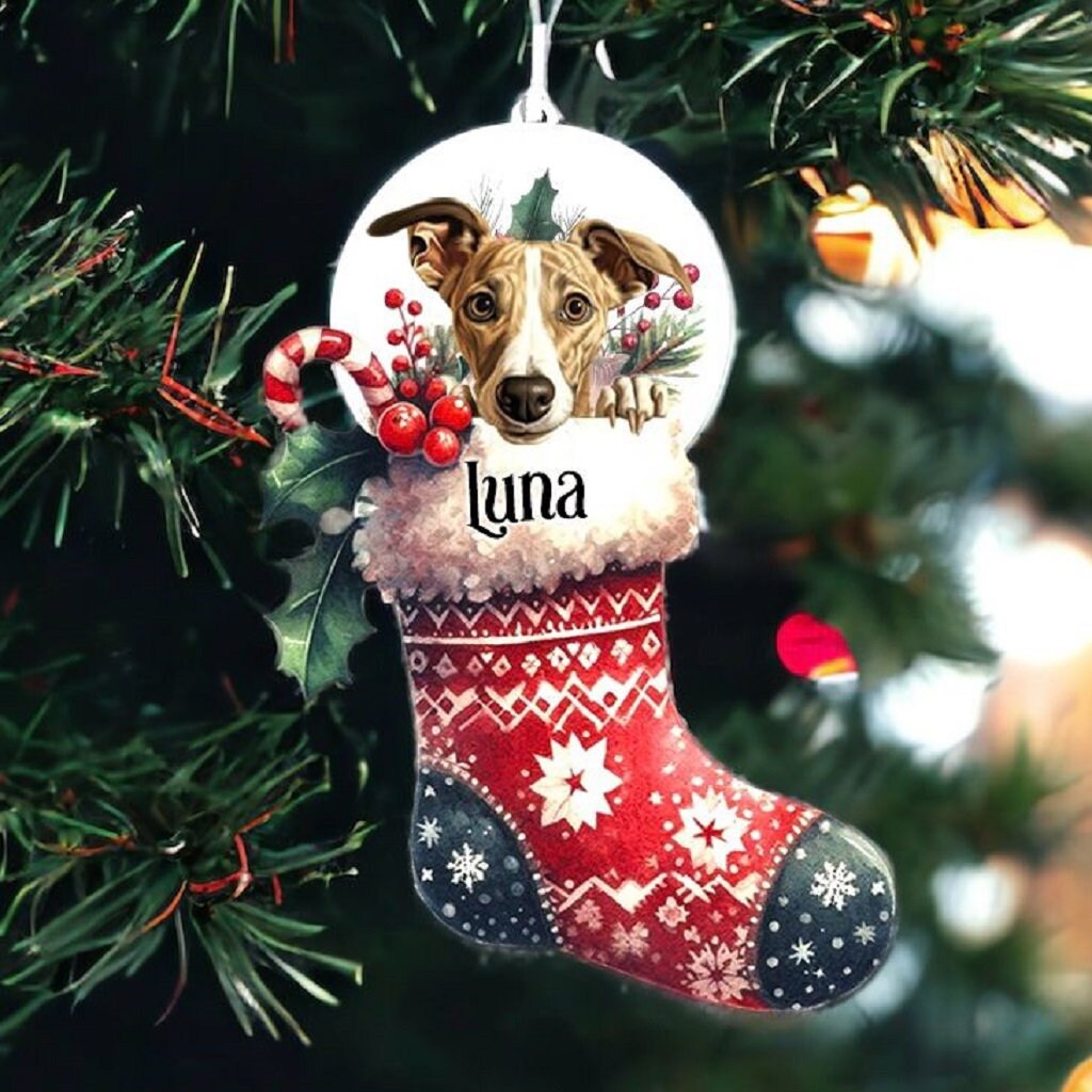 Personalised Whippet Pet Dog Christmas Stocking Bauble