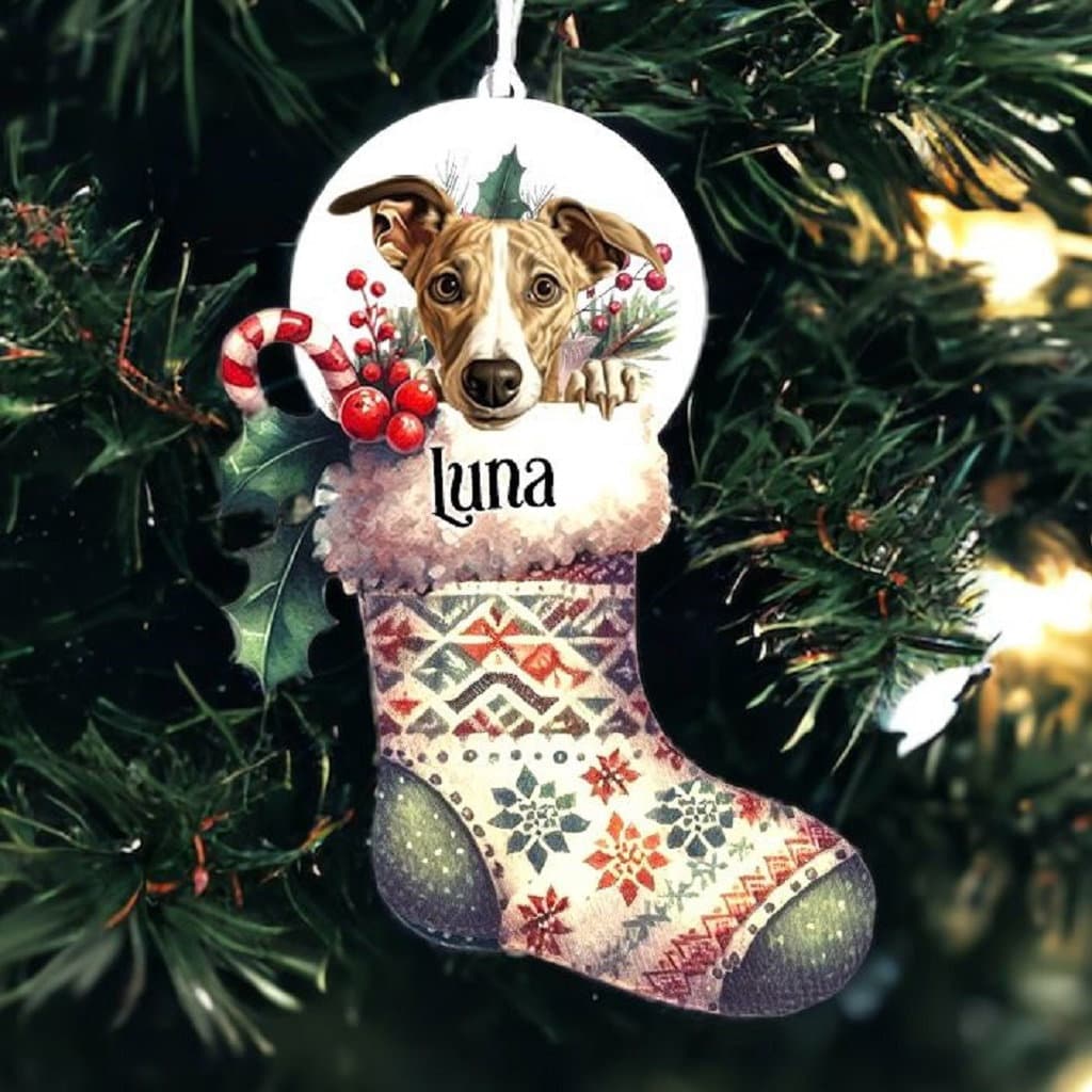 Personalised Whippet Pet Dog Christmas Stocking Bauble