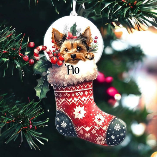 Personalised Yorkshire Terrier Pet Dog Christmas Stocking Bauble