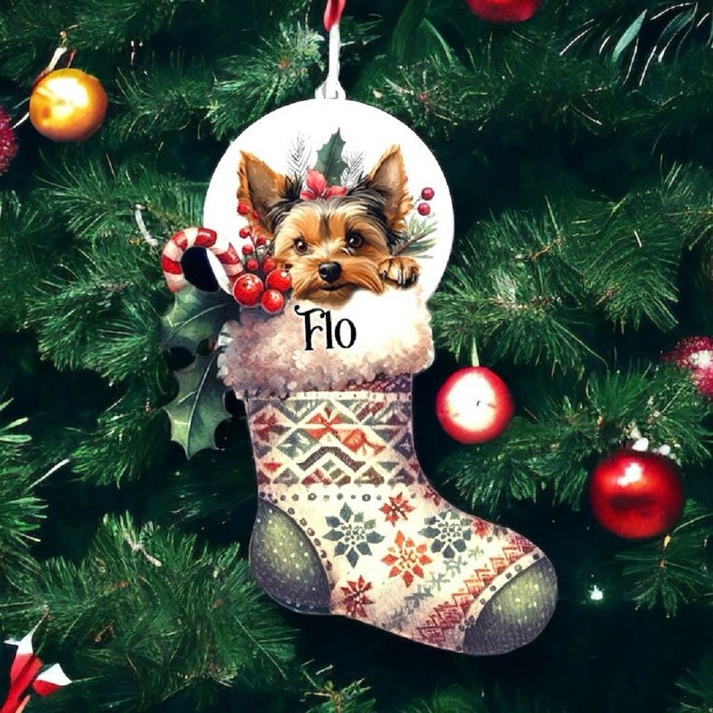 Personalised Yorkshire Terrier Pet Dog Christmas Stocking Bauble