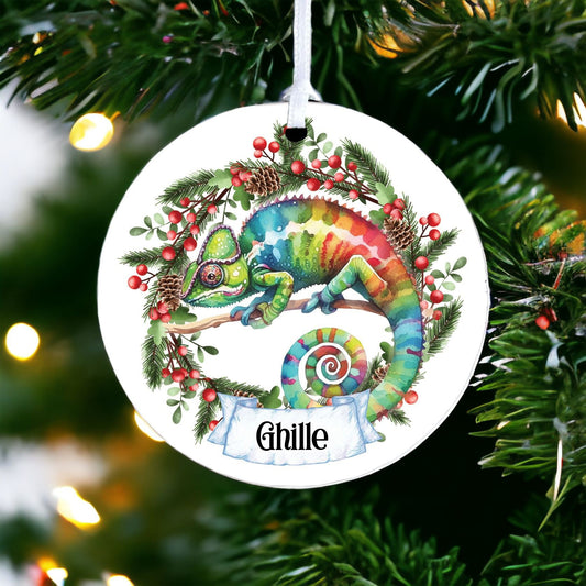 Personalised Chameleon A - Acrylic Bauble Christmas Tree Ornament Decoration Gift Keepsake