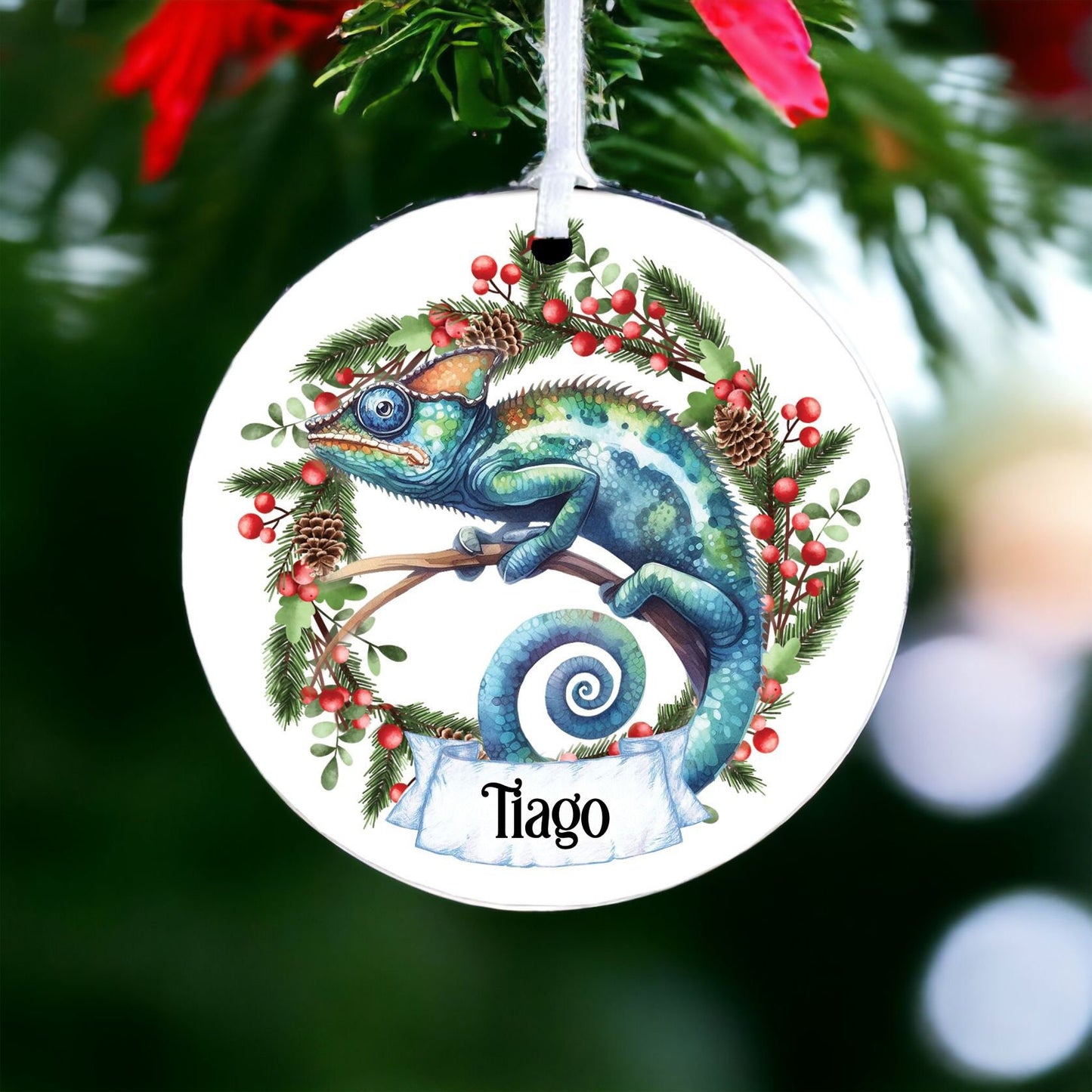 Personalised Chameleon B - Acrylic Bauble Christmas Tree Ornament Decoration Gift Keepsake