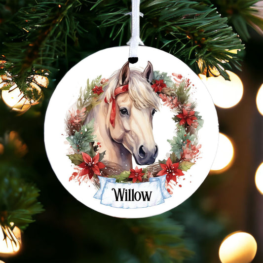 Personalised Watercolour Horse Bauble A - Acrylic Bauble Christmas Tree Ornament Decoration Gift Keepsake