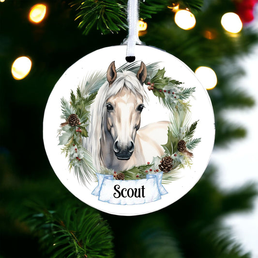 Personalised Watercolour Horse Bauble B - Acrylic Bauble Christmas Tree Ornament Decoration Gift Keepsake