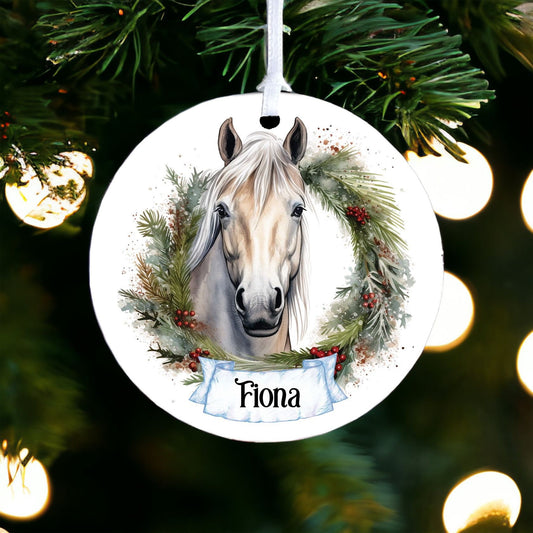 Personalised Watercolour Horse Bauble H - Acrylic Bauble Christmas Tree Ornament Decoration Gift Keepsake