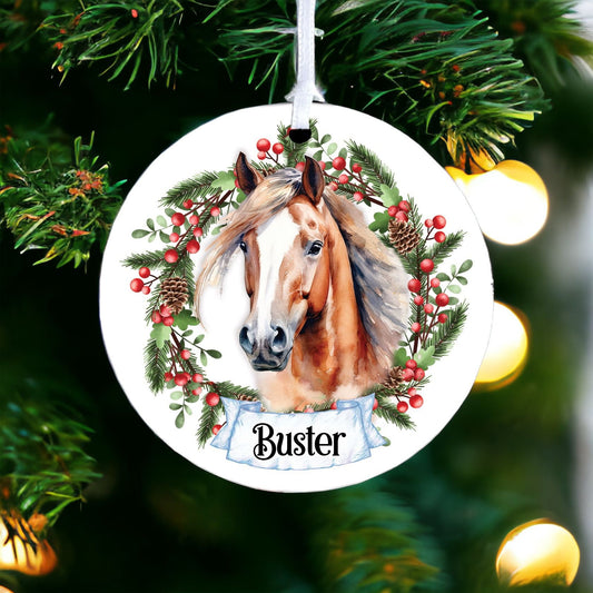 Personalised Watercolour Bay Sorrel Horse C - Acrylic Bauble Christmas Tree Ornament Decoration Gift Keepsake