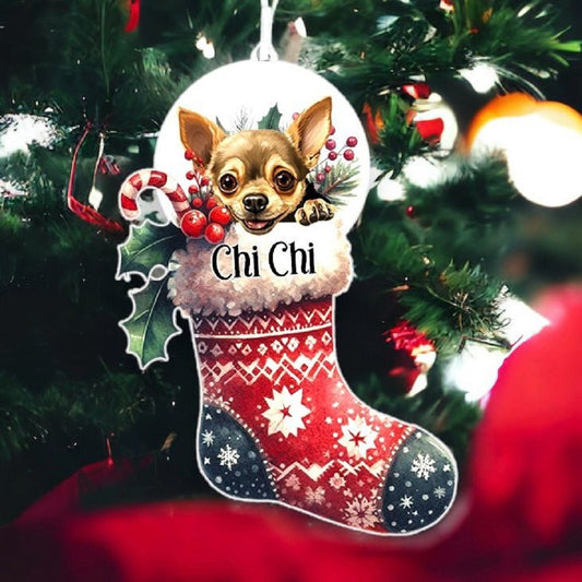 Personalised Chihuahua Pet Dog Christmas Stocking Bauble