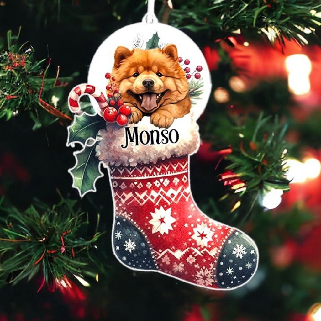 Personalised Chow Chow Pet Dog Christmas Stocking Bauble