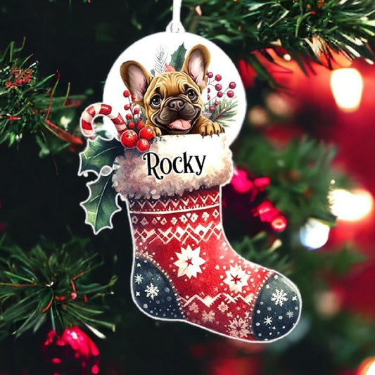 Personalised French Bulldog Pet Dog Christmas Stocking Bauble