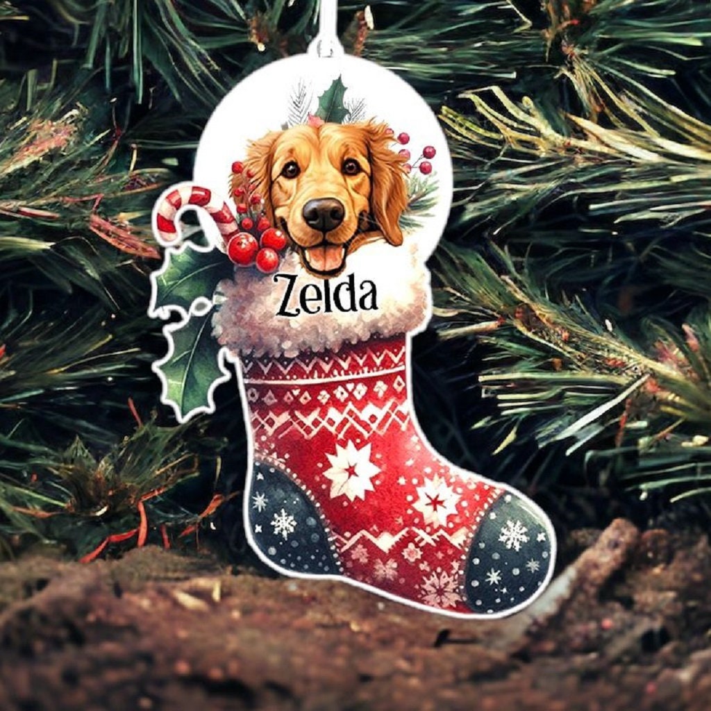 Personalised Golden Retriever Pet Dog Christmas Stocking Bauble