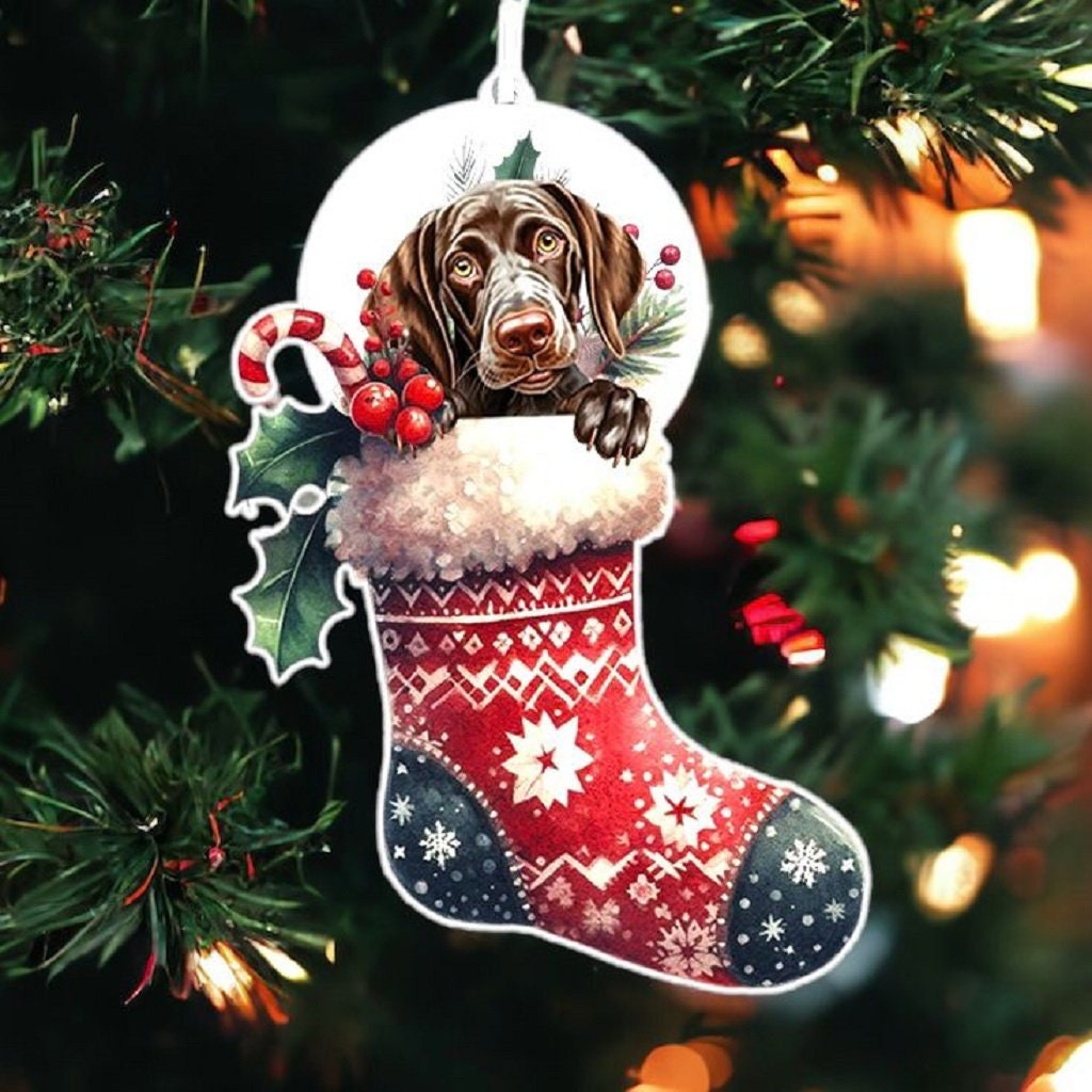 Personalised German Shorthaired Pointer Pet Dog Christmas Stocking Bauble