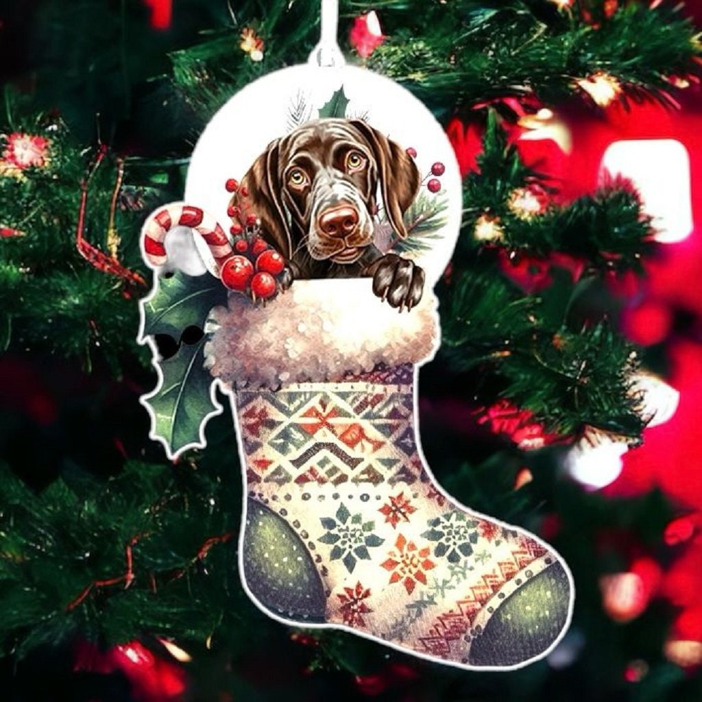 Personalised German Shorthaired Pointer Pet Dog Christmas Stocking Bauble