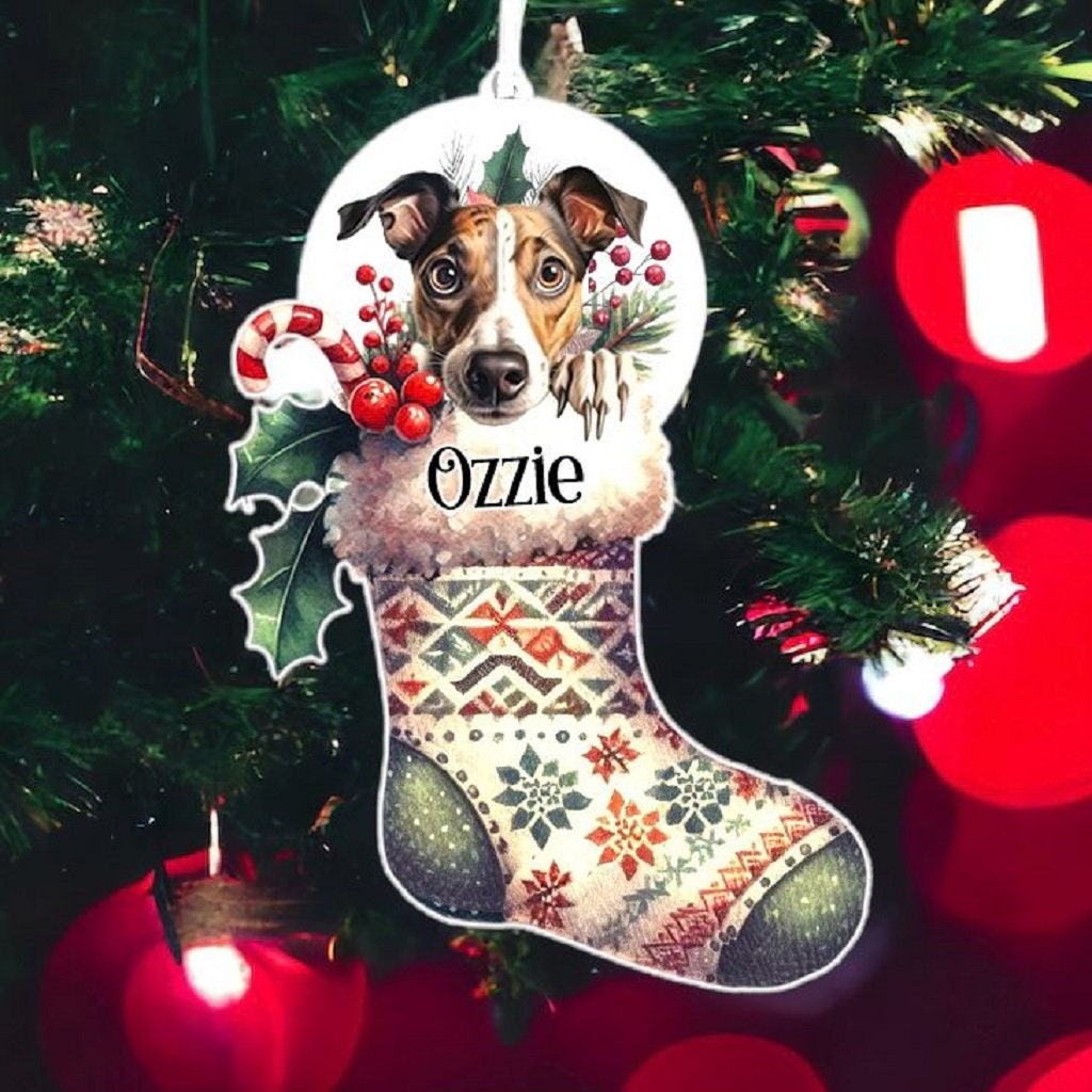 Personalised Greyhound Pet Dog Christmas Stocking Bauble