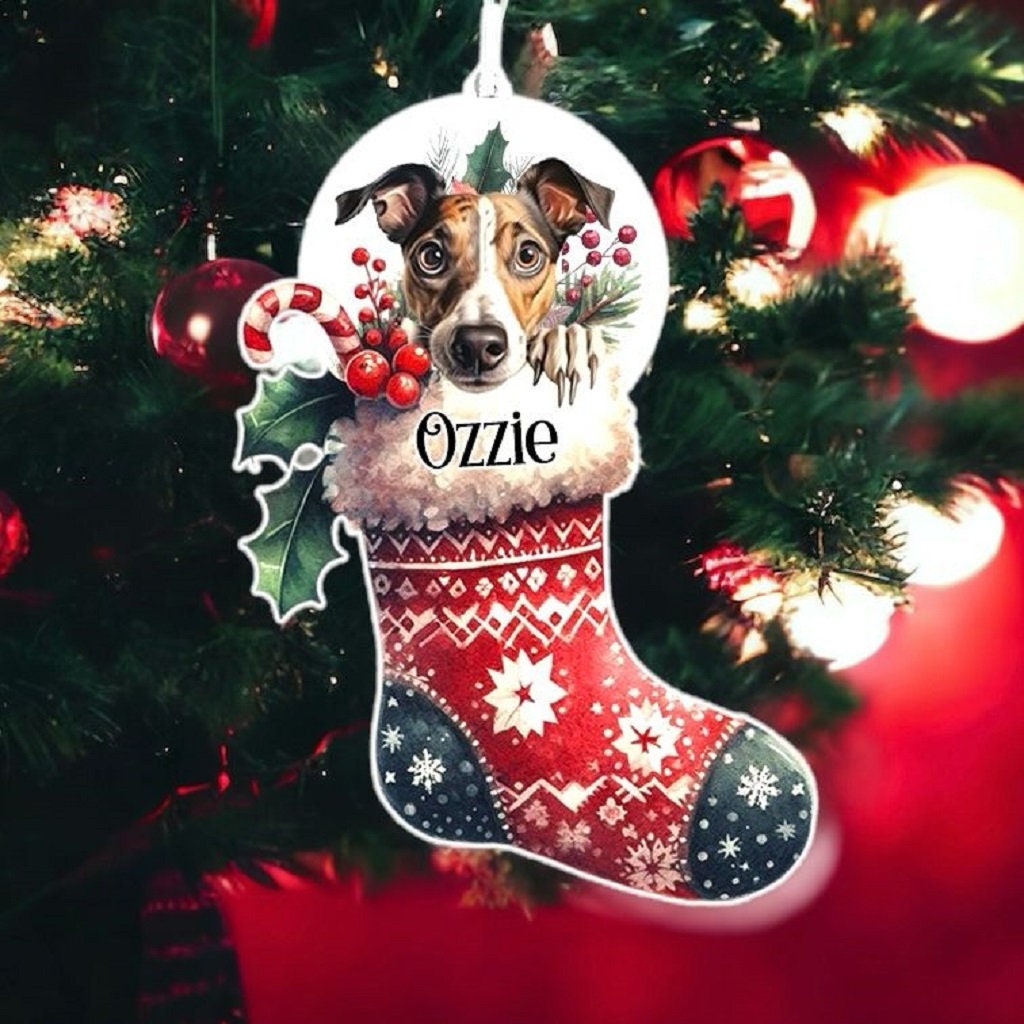 Personalised Greyhound Pet Dog Christmas Stocking Bauble