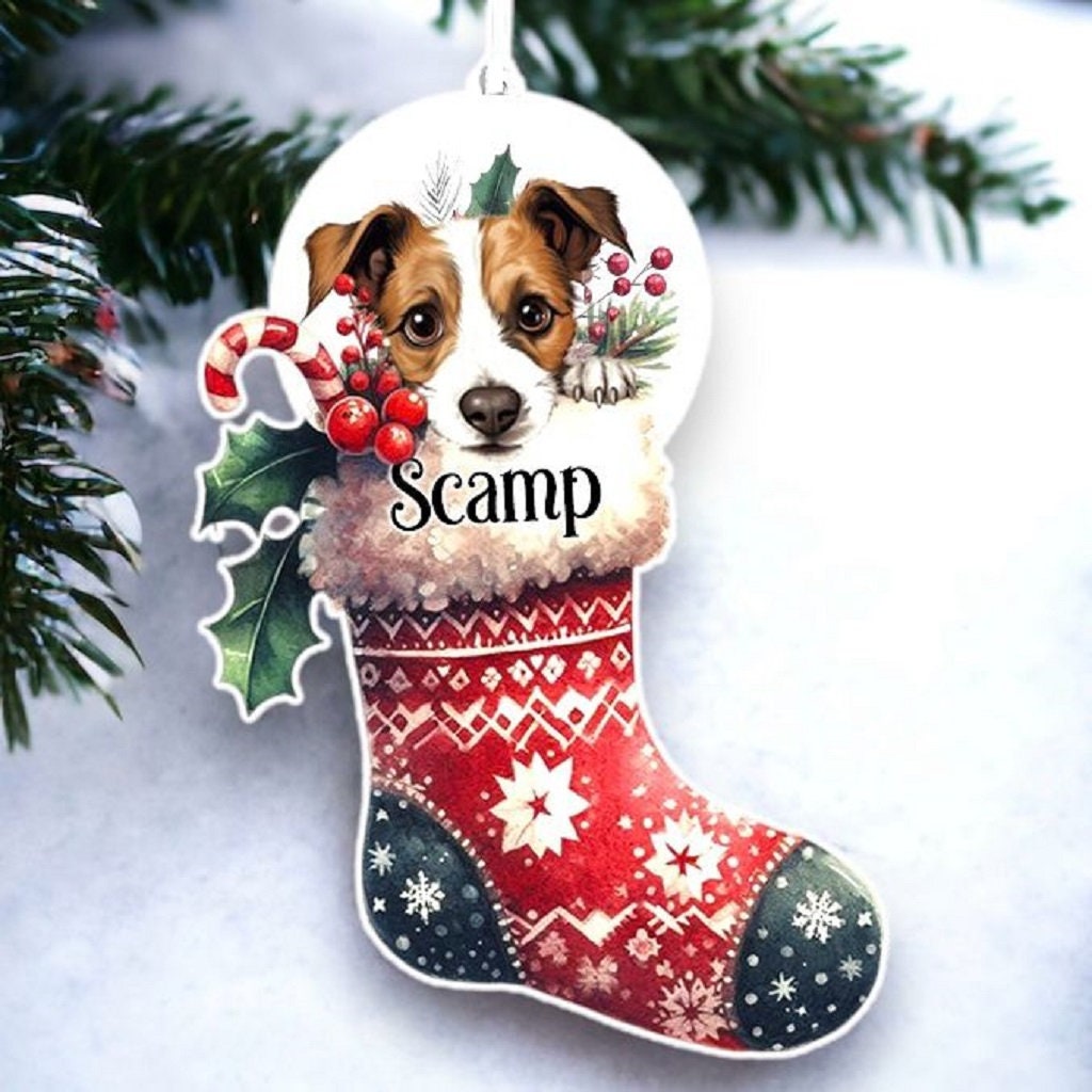 Personalised Jack Russell Pet Dog Christmas Stocking Bauble