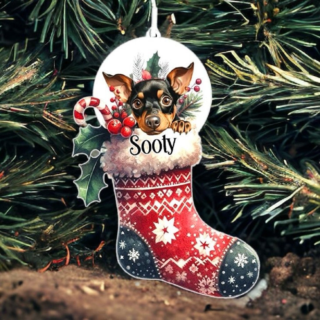 Personalised Manchester Terrier Pet Dog Christmas Stocking Bauble