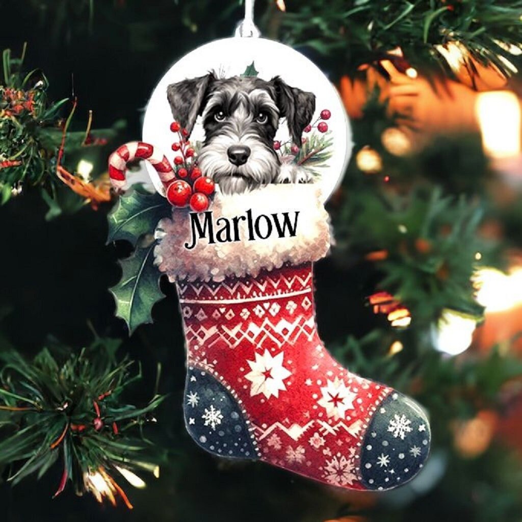 Personalised Schnauzer Pet Dog Christmas Stocking Bauble