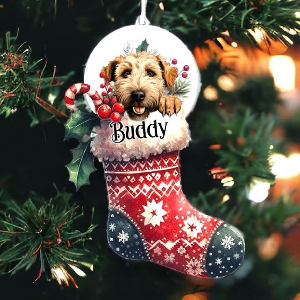 Personalised Soft Coated Wheaten Pet Dog Christmas Stocking Bauble