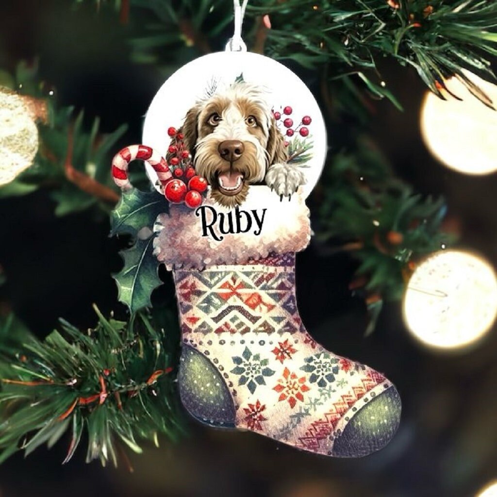 Personalised Spinone Italiano Pet Dog Christmas Stocking Bauble