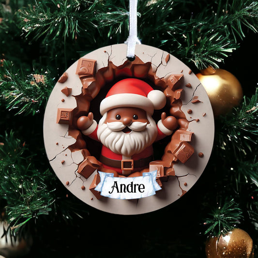 Personalised Black Santa B - Acrylic Bauble Christmas Tree Ornament Decoration Gift Keepsake